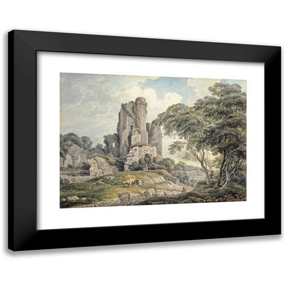 Michael Angelo Rooker 14x11 Black Modern Framed Museum Art Print Titled - A View of a Ruined Castle (circa 1798)