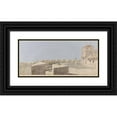 thumbnail image 1 of Michael Angelo Rooker 14x8 Black Ornate Wood Framed Double Matted Museum Art Print Titled: Study for a Stage Set; a Fortress with Cannon and Buildings, 1 of 5