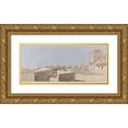 thumbnail image 1 of Michael Angelo Rooker 24x13 Gold Ornate Framed and Double Matted Museum Art Print Titled - Study for a Stage Set; a Fortress with Cannon and Buildings, 1 of 4