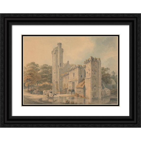 Michael Angelo Rooker 24x18 Black Ornate Framed Double Matted Museum Art Print Titled: Tarter Castle, Norfolk