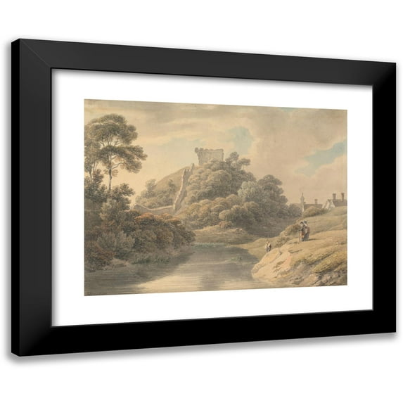 Michael Angelo Rooker 24x19 Black Modern Framed Museum Art Print Titled - Clare Castle, Suffolk (Between 1797 and 1800)