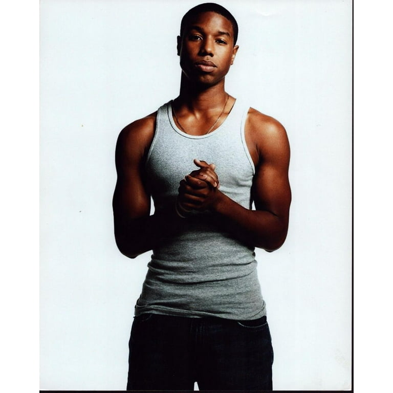 Michael B. Jordan In Gray Tank Top With Hands Together Photo Print
