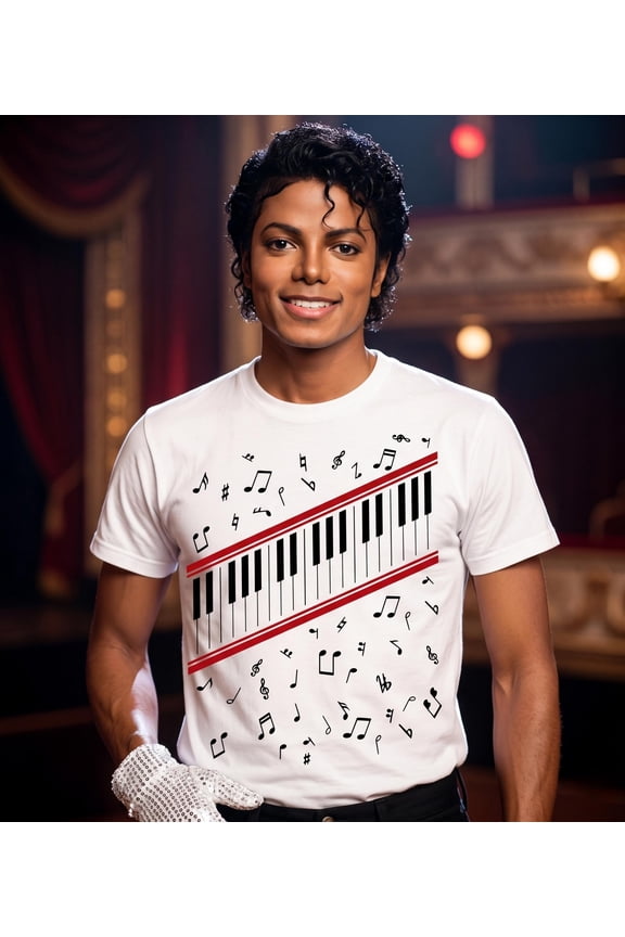 Michael Beat It Piano Keys T Shirt, King of Pop Music Tee