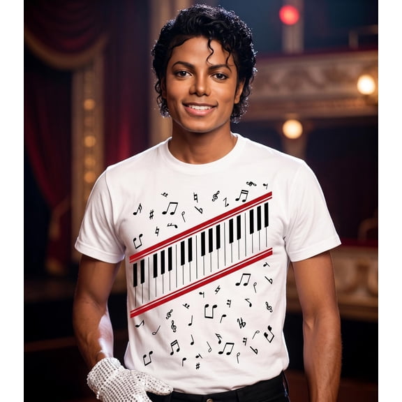 Michael Beat It Piano Keys T Shirt, King of Pop Music Tee