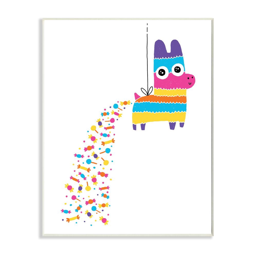 Stupell Industries Color Pop Party Pinata with Rainbow Candy Wall Plaque Design by Michael Buxton