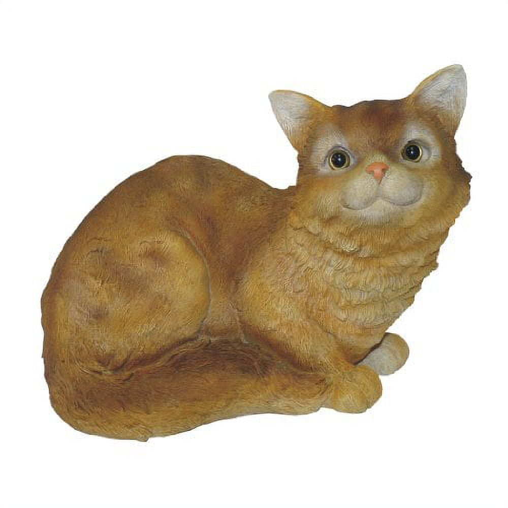 Yellow Resin Sitting Cat Figurine for Garden Decor