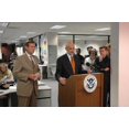 thumbnail image 1 of Michael Chertoff Secretary Of Homeland Security Updates The Media On The Fema Response To Hurricane Katrina. Secretary Of Health And Human Services Mike Leavitt Left Looks On. History (24 x 18), 1 of 1