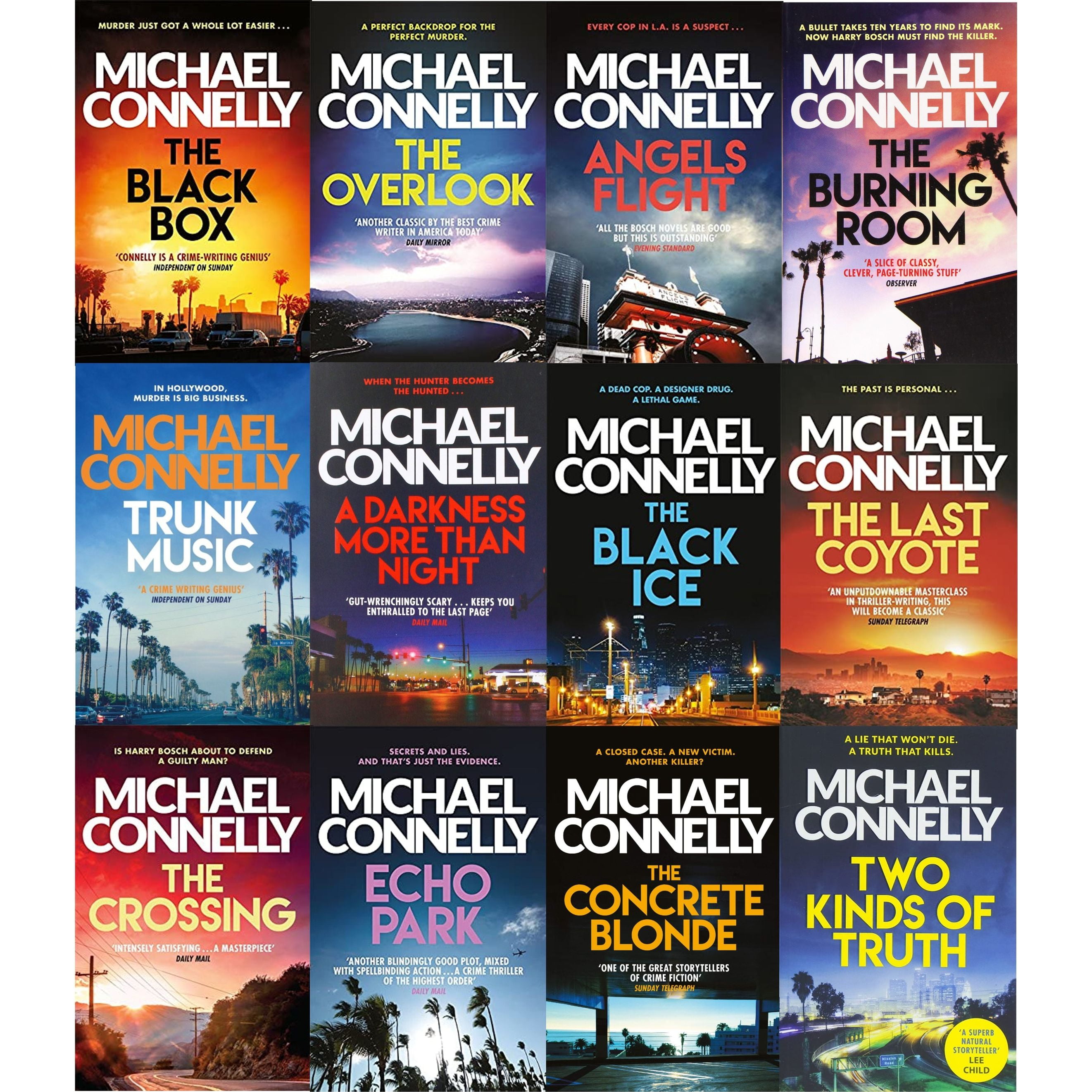 Michael Connelly Harry Bosch Series 7 Books Collection Set Narrows, Overlook, Lost Light, Nine Dragons, Black Box, Burning Room