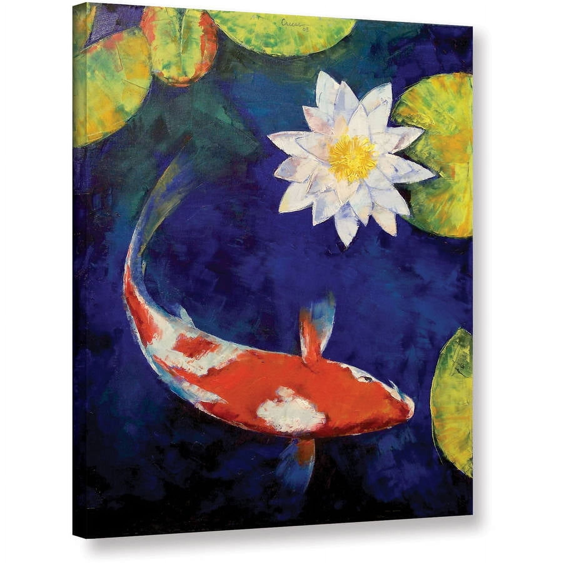 Michael Creese "Kohaku Koi and Water Lily" Gallery-wrapped Canvas Art
