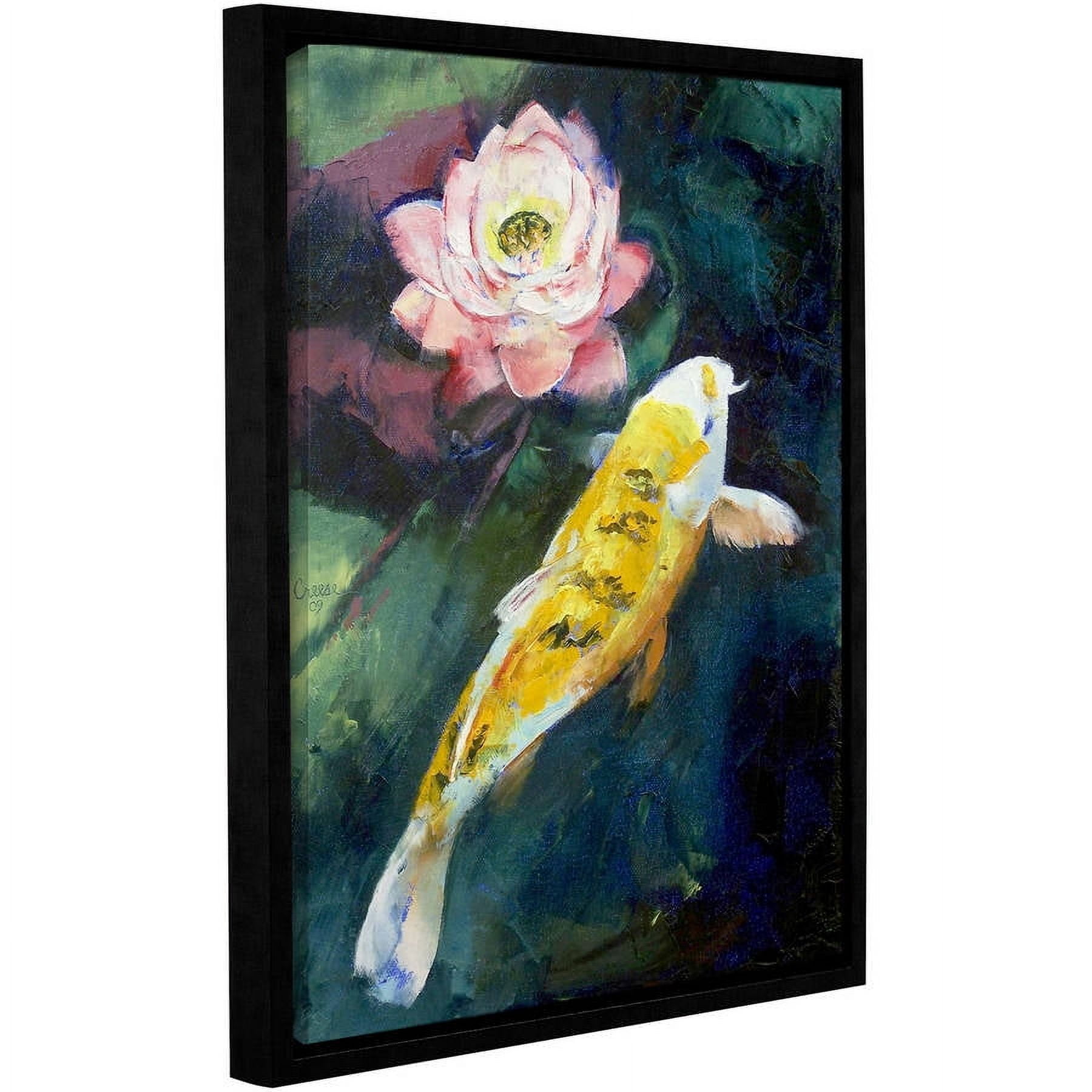 Michael Creese "Koi And Lotus Flower" Floater-Framed Gallery-Wrapped Canvas