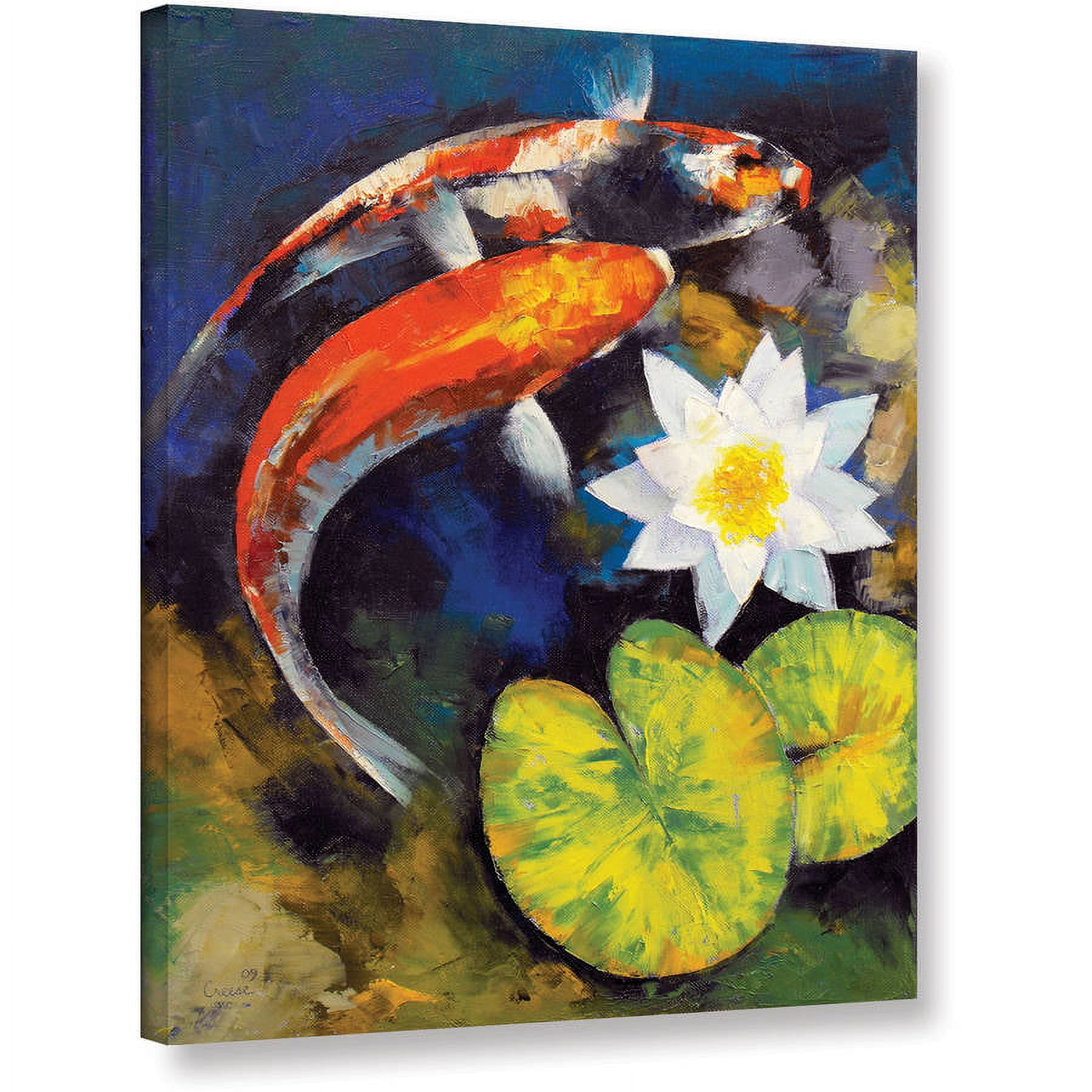 Michael Creese "Koi Fish and Water Lily" Gallery-wrapped Canvas