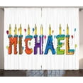 thumbnail image 1 of Ambesonne Michael Curtains 2 Panel Set, Joyous Name Pattern, 108" x 108", Multicolor, 1 of 3