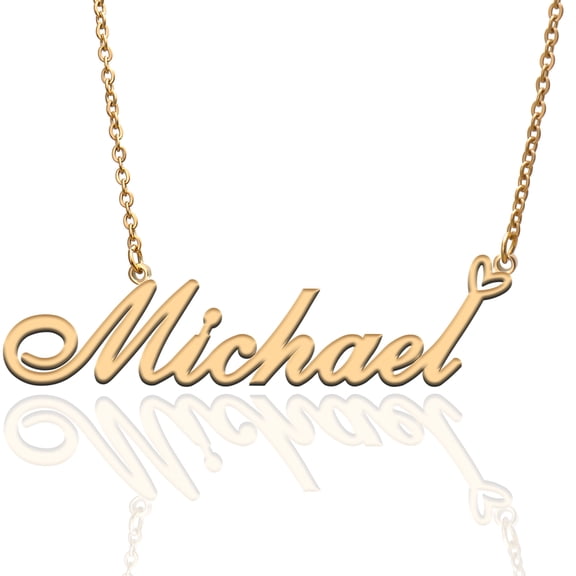Michael Custom Name Necklace Customized Personalized Plated Name Necklace for Mother Daughter Friendship Women Valentine's Day Christmas Birthday New Year Gold