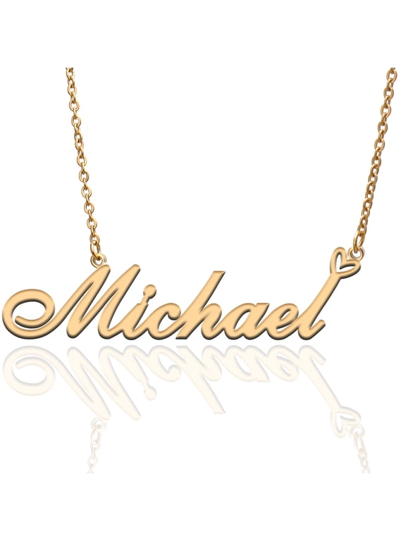 Michael Custom Name Necklace Customized Personalized Plated Name Necklace for Mother Daughter Friendship Women Valentine's Day Christmas Birthday New Year Gold