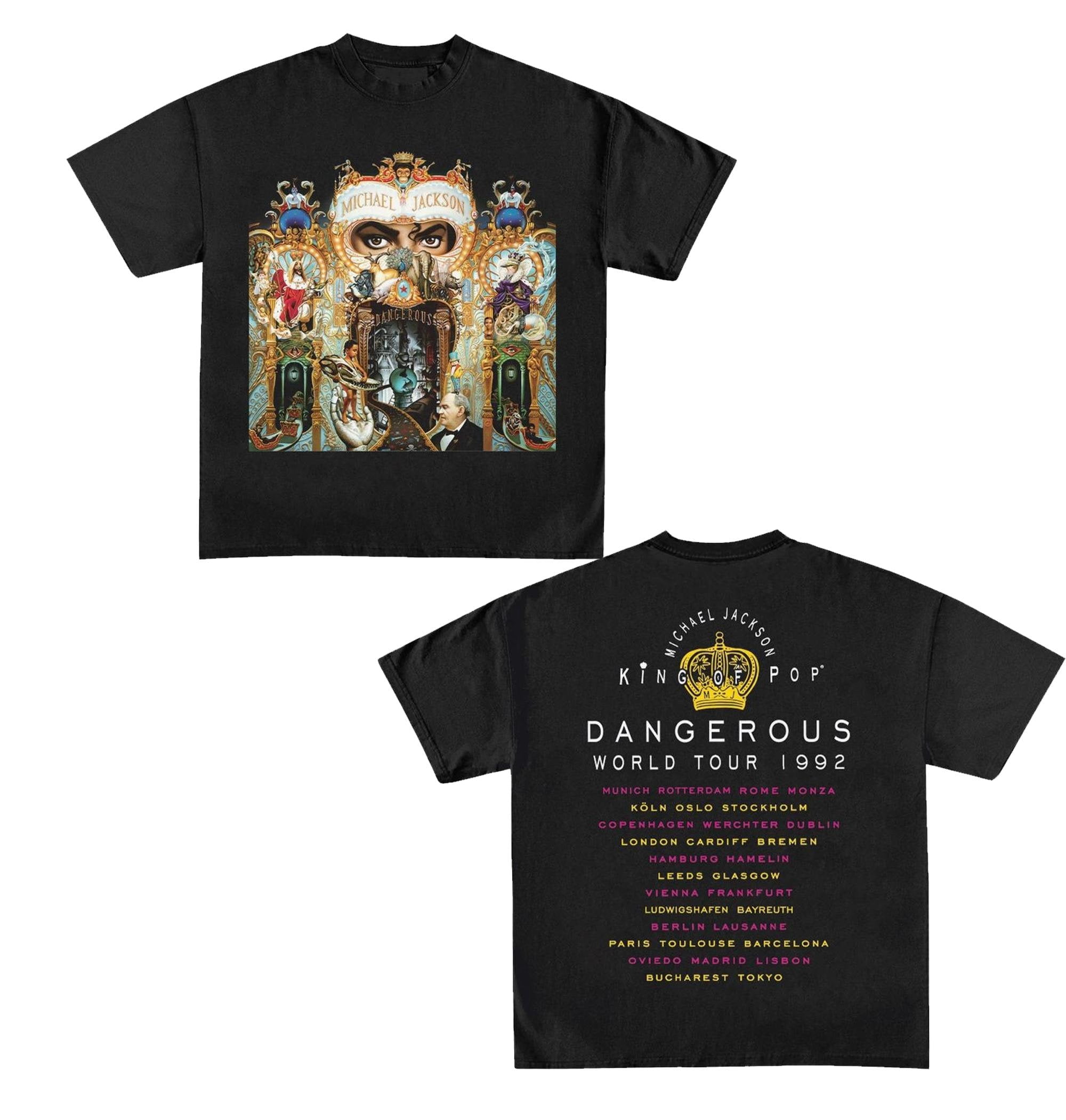 Michael Dangerous World Tour Shirt, King of Pop Double Sided