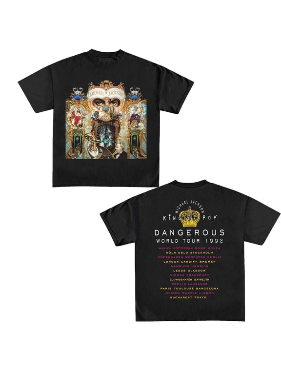 Michael Dangerous World Tour Shirt, King of Pop Double Sided Graphic T-Shirt, 90s Music Retro Fan Gift