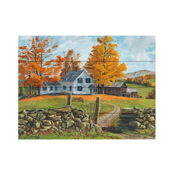 Michael Davidoff 'Autumn Near Guilford' Wood Slat Art