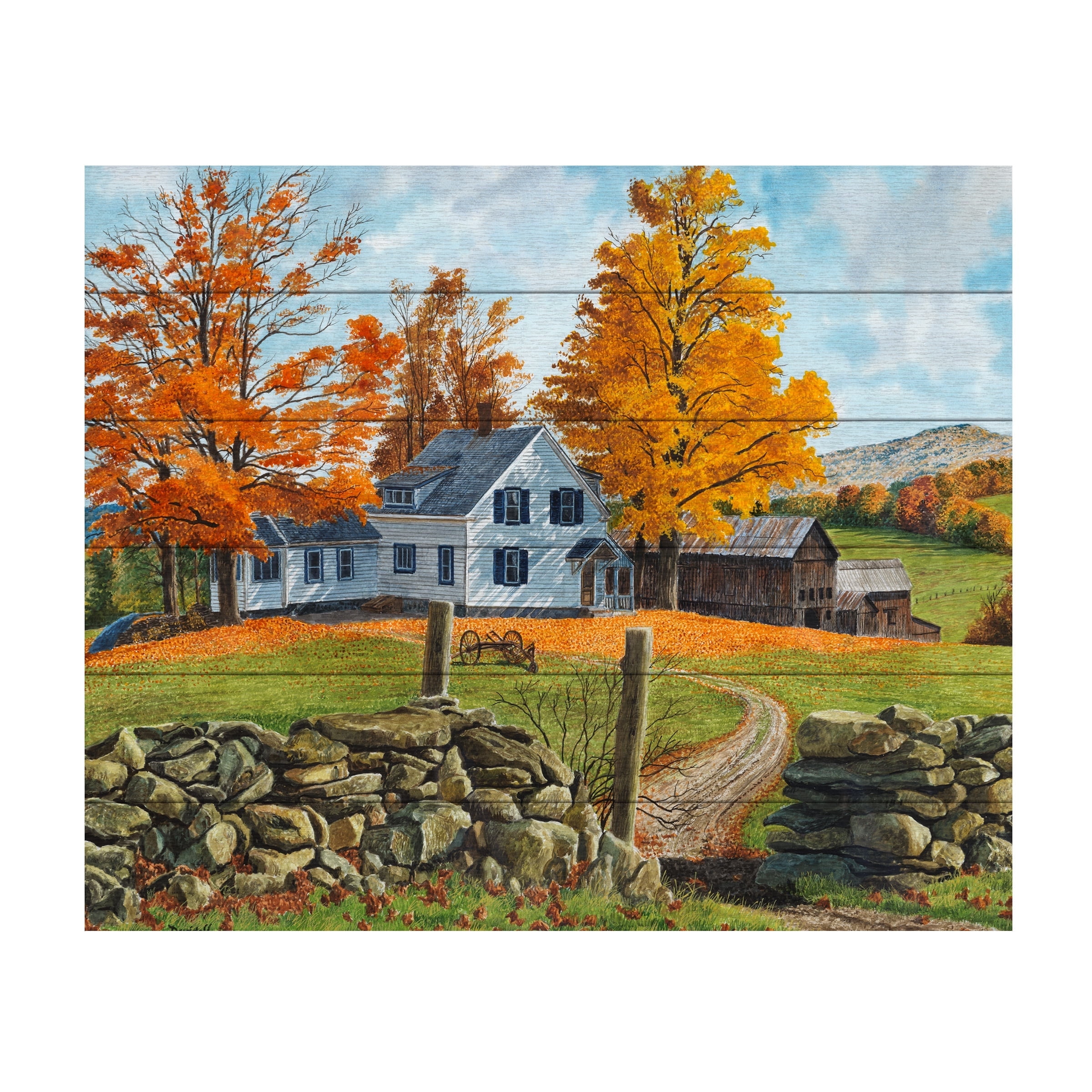 Michael Davidoff 'Autumn Near Guilford' Wood Slat Art