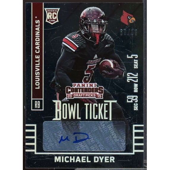 Michael Dyer AU Rookie Card 2015 Panini Contenders Draft Picks Bowl Ticket #225
