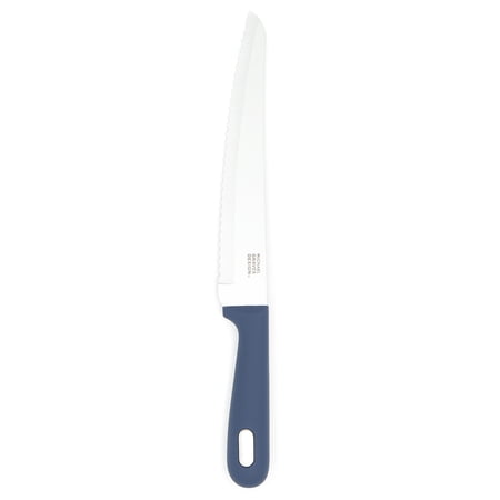 Michael Graves Design Comfortable Grip 8 Inch Stainless Steel Serrated Bread Knife, Indigo