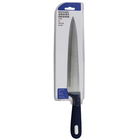 Michael Graves Design Comfortable Grip 8 Inch Stainless Steel Slicing Knife, Indigo