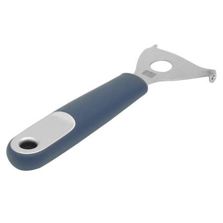 Michael Graves Design Comfortable Grip Stainless Steel Horizontal Vegetable Peeler, Indigo