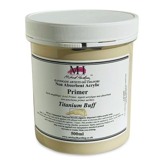 Michael Harding Non-Absorbent Acrylic Primer - Titanium Buff, 500 ml, Jar