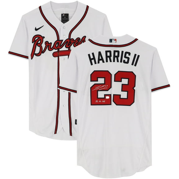 Michael Harris Atlanta Braves Autographed White Authentic Jersey with "22 NL ROY" Inscription - Fanatics Authentic Certified