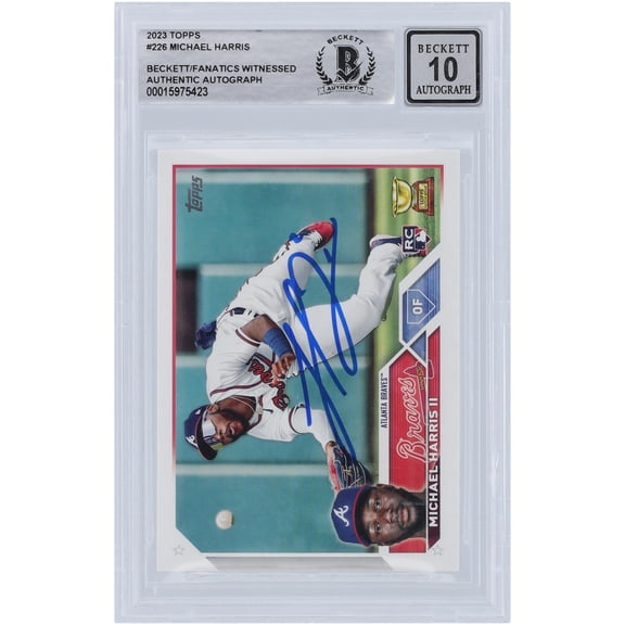 Michael Harris II Atlanta Braves Autographed 2023 Topps Series 1 #226 Beckett Fanatics Witnessed Authenticated 10 Rookie Card - Fanatics Authentic Certified