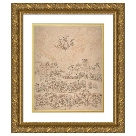 Michael Herr 20x24 Gold Ornate Framed and Double Matted Museum Art Print Titled - The Last Judgment (ca. 1620)