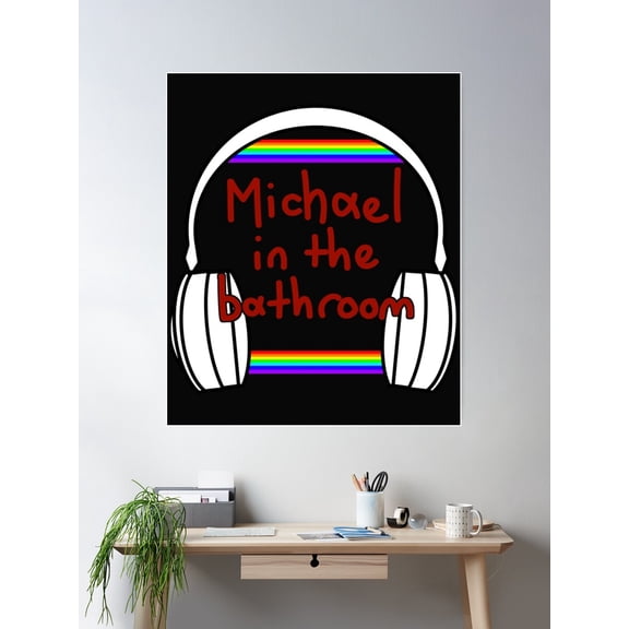 Michael In The Bathroom Classic Poster Wall Art, Modern Wall Decor For Living Room Bedroom, 8x12 UNFRAMED