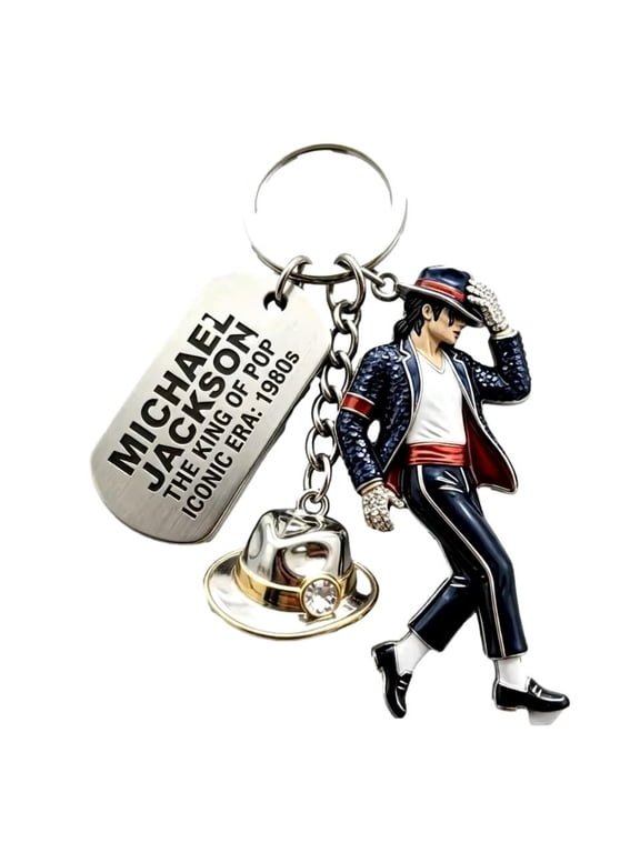 Michael J Pop Star Metal Charms with Enamel Finish Keychain