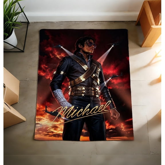Michael.J Silhouette Art Throw Blanket, King of Pop Retro Music Design