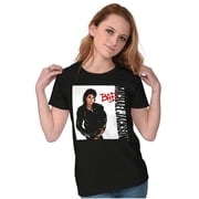 Michael Jackson Bad Album Cover Womens Slim Fit Graphic Tee Brisco Brands M