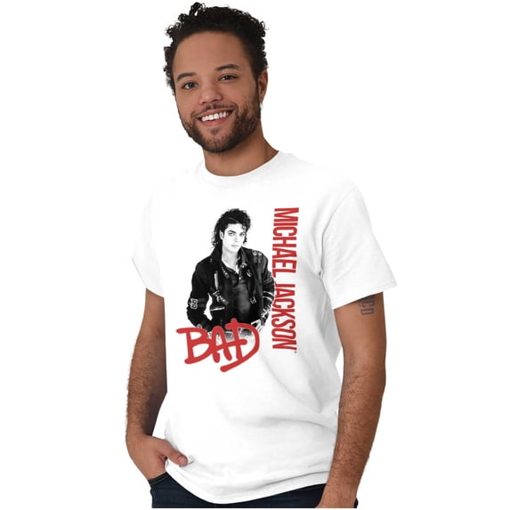 Michael Jackson Bad Music Album Cover Plus Size Crewneck Graphic Tee Shirt Brisco Brands 2X