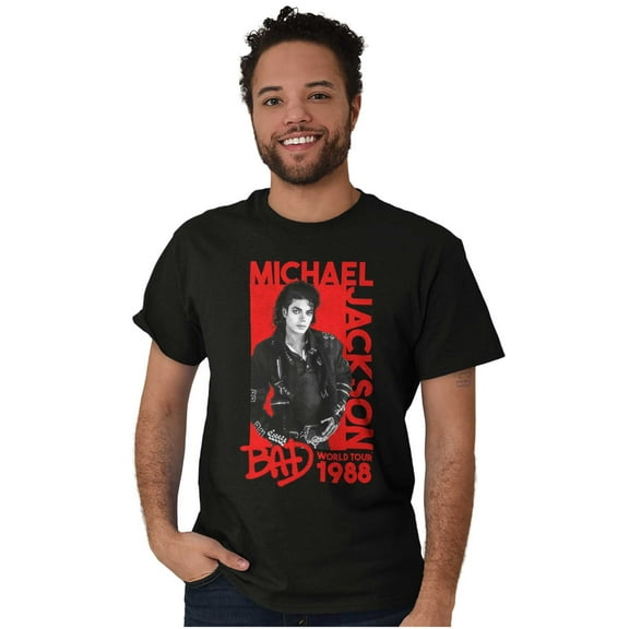 Michael Jackson Bad World Your 1988 Men's Graphic T Shirt Tees Brisco Brands L