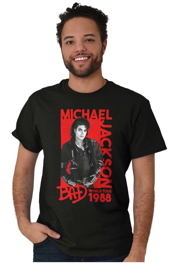 Michael Jackson Bad World Your 1988 Men's Graphic T Shirt Tees Brisco Brands S