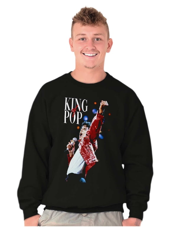 Beat It King o f Pop Graphic Pullover Crewneck Sweatshirt Brisco Brands S