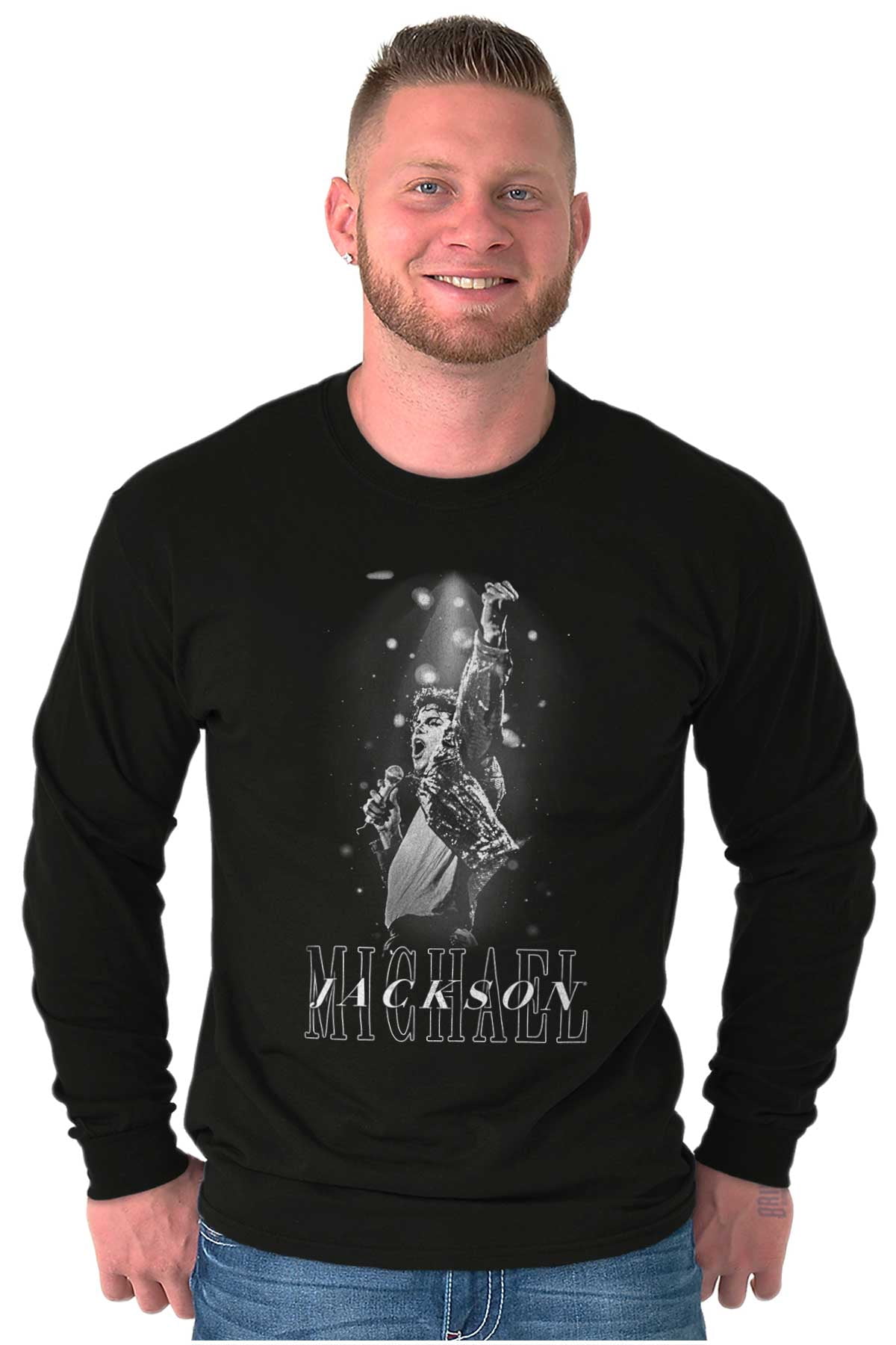 Michael Jackson Iconic King of Pop Crew Neck Long Sleeve Graphic