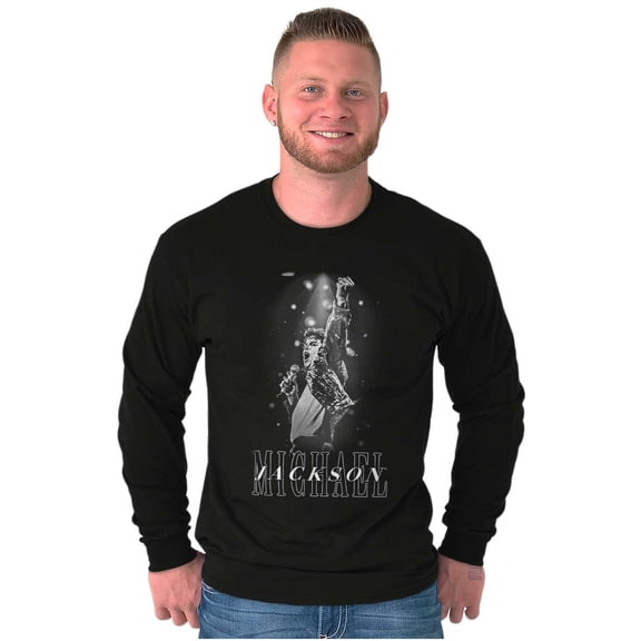 Michael Jackson Iconic King of Pop Crew Neck Long Sleeve Graphic Tee Brisco Brands S
