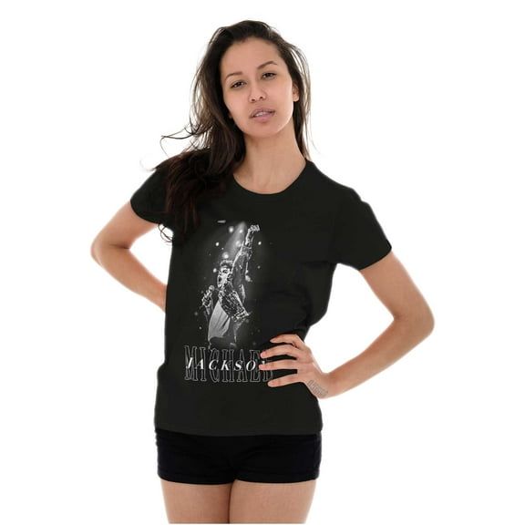 Michael Jackson Iconic King of Pop Womens Slim Fit Graphic Tee Brisco Brands L