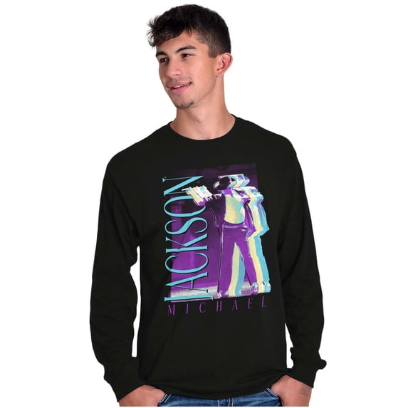Michael Jackson MJ Dance Glitch Crew Neck Long Sleeve Graphic Tee Brisco Brands S