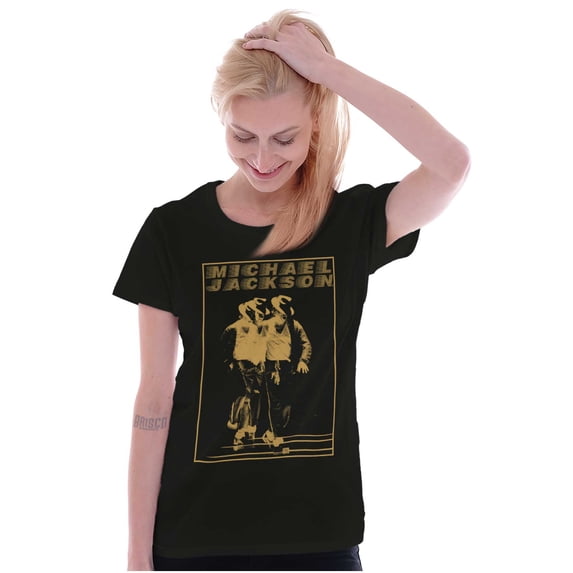 Michael Jackson Moonwalk Glitch Womens Slim Fit Graphic Tee Brisco Brands S