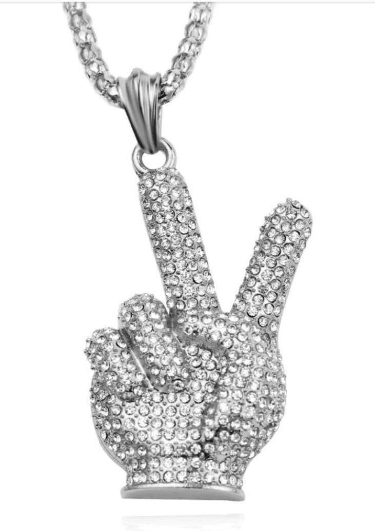 Michael Jackson Rhinestone Glove Metal Pendant Necklace 