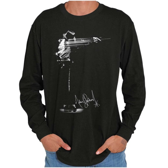 Michael Jackson Signature Autograph Plus Size Long Sleeve Graphic Tee Shirt Brisco Brands 2X