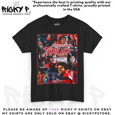 Michael Jackson Thriller By Ricky P MJ T shirt Unisex Heavy Cotton Tee ,Black Color,Size XL