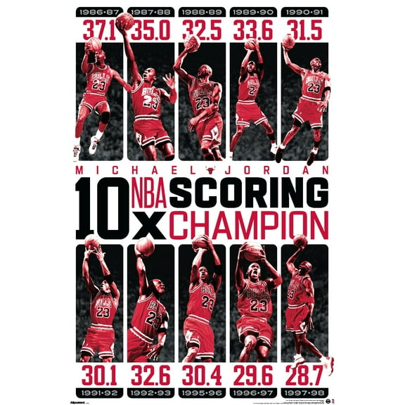 Michael Jordan - 10x NBA Scoring Champion Wall Poster, 22.375" x 34"