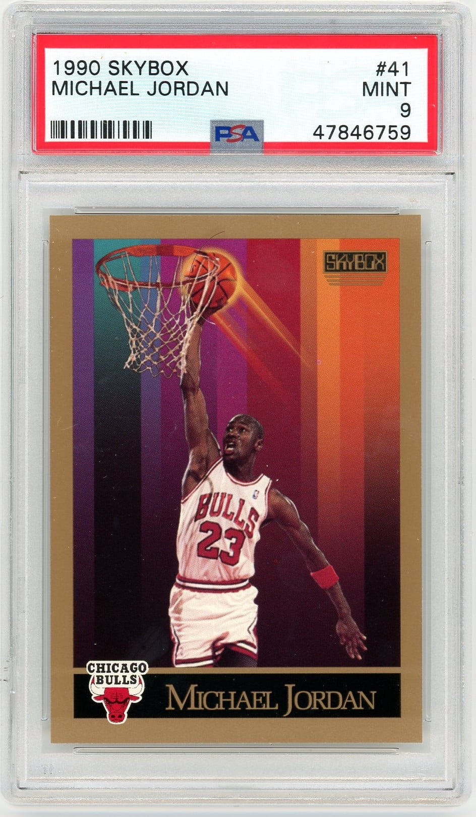 Michael Jordan 1990-91 Skybox Basketball Card #41 Graded PSA 9