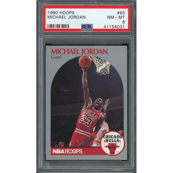 Michael Jordan 1990 Hoops Basketball Card #65 Graded PSA 8