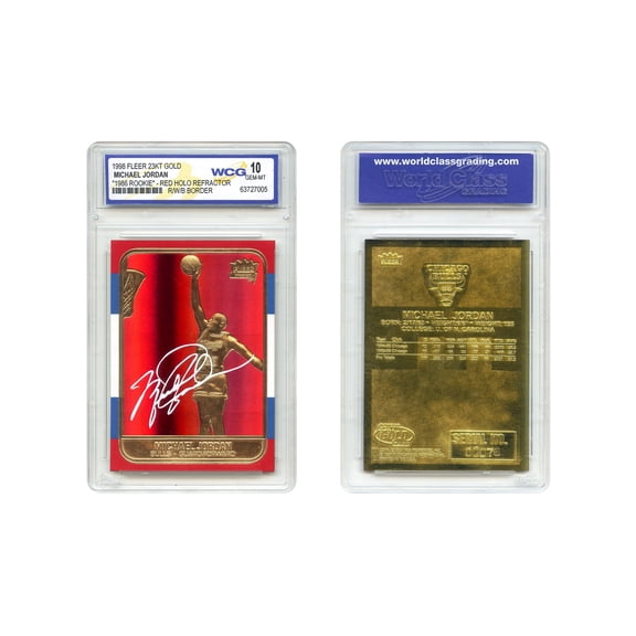 Michael Jordan 1998 FLEER 23K Red PRIZM Refractor Rookie Design SIGNATURE Series-Gem Mint 10